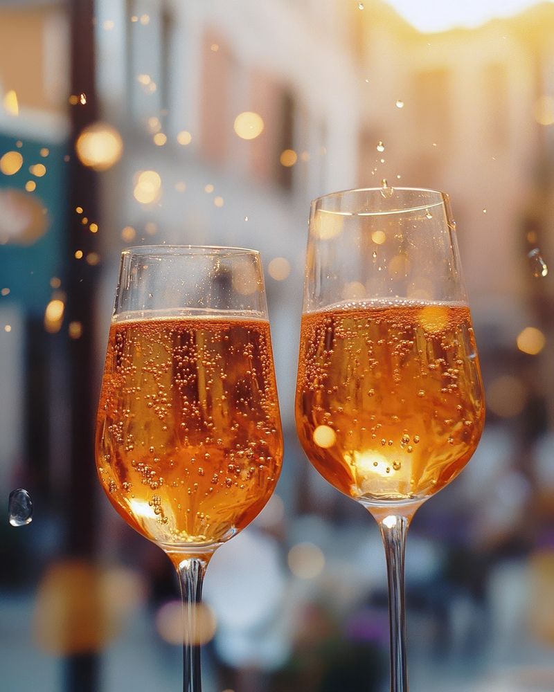 Two spritz glasses at golden hour
